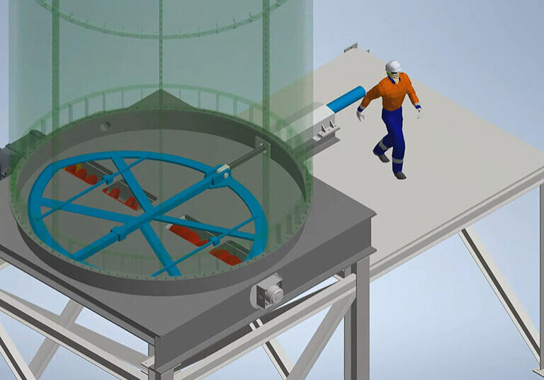 Sliding frame for silos render.