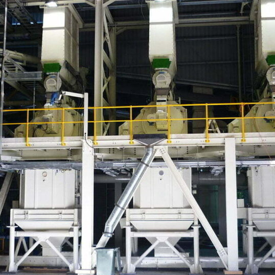 Conveying equipment at Nature’s Flame wood pellet plant in Taupō, designed and supplied by CIL Ltd for biomass handling and pellet production.